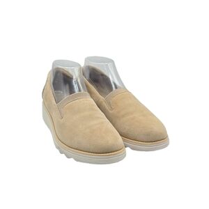 Clark's Sharon Dolly Loafers Size 7.5 Tan Suede Wedge Comfort